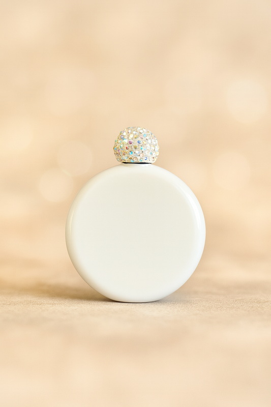 Sublimation Round White Flask with Rhinestone Bling Top/5oz